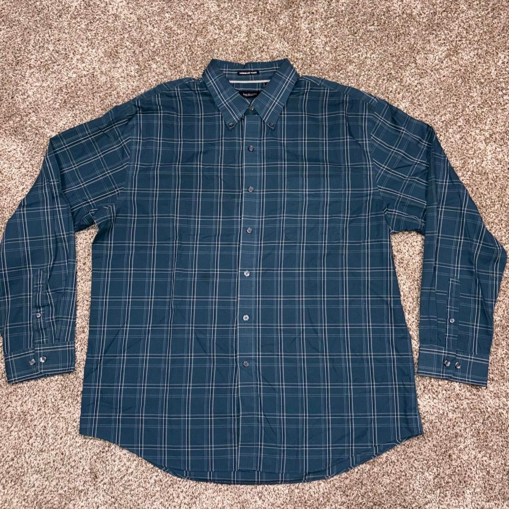 Van Heusen Plaid Long Sleeve Button Up Shirt Size XL